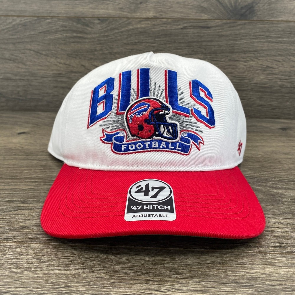 '47 Brand Buffalo Bills Snapback Hat Mens OSFA White Red Historic NFL Logo Cap